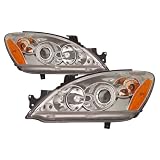 2004-2006 Mitsubishi Lancer CCFL Halo Projector Headlights  w Amber (Black) by Matrix