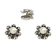 Silver Tone Faux Pearl and Rhinestone Flower Clip-On Earrings Fashion Jewelry