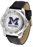 Michigan Wolverines Suntime Mens Sports Watch w/ Leather Band - NCAA College Athletics