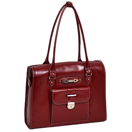 Mcklein USA 96506 River Forest Italian Leather Ladies Briefcase - Red