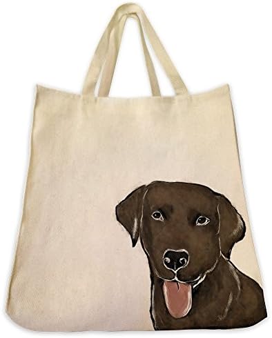 Chocolate Labrador Retriever Dog Extra Large Cotton Twill Tote Bag - Perfect Gift Idea for the Chocolate Lab and Dog Lover in Your Life - Reusable Grocery Shopping Over the Shoulder Handbag