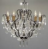 TOLE WROUGHT IRON & CRYSTAL CHANDELIER CHANDELIERS A7-3036/5