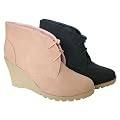 STIEFELETTE MIT KEILABSATZ DAMEN STIEFEL NEU IN VERSCHIEDENEN FARBEN DAMENSCHUH SCHN�RSTIEFEL