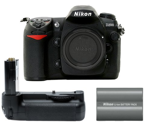 Nikon D200 10.2MP Digital SLR Camera + Nikon MB-D200 Battery Grip + Extra Nikon EN-EL3e Battery