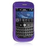 RIM Blackberry Bold 9000 Purple Rubberize Textured Snap-On Case Cover with Removable Swivel Belt Clip