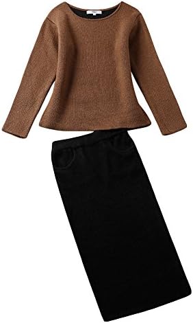 ZHYLIYT Women's Classic Round Neck Sweater Pencil Midi Skirt Suit