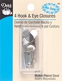 Dritz No-Sew Hook & Eye 1/2 Inch 4/Pkg-Nickel