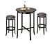 York Espresso Pub Table Set with 2 Leather Nailhead Swivel Bar Stools Image