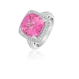 6.65cttw Natural White Diamond (SI-Clarity,G-H-Color) & Created Pink Sapphire Ring in 14K White Gold.