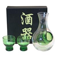 3 piece Glass Cold Sake Set (1 bottle and 2 cups)