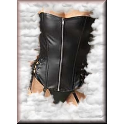 Leather Corset Boning Lace Up Back Detachable Garters G-String Included Sizes Small, Medium, Large or X-Large img
