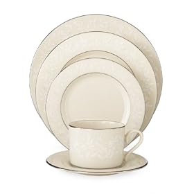 Lenox Linen Rose Platinum-Banded Bone China 5-Piece Place Setting, Service for 1 by Lenox