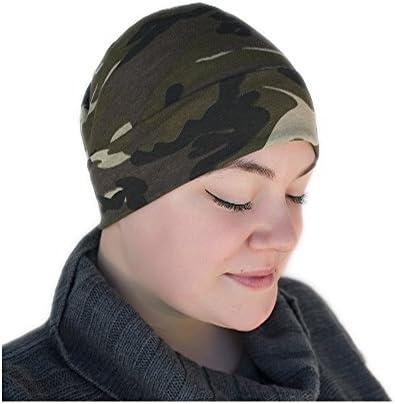 All Things Blooming Women's Green Camoflauge Cotton Knit Chemo Cap