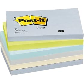 Post-it Notes - Cool Pastel Rainbow - Mineral Blue, Pastel Green, Sky Blue, Grey, Cream - 6 Pads Per Pack - 100 Sheets Per Pad - 76 mm x 127 mm