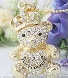 8GB Crystal Juicy Bear USB Flash Drive with Necklace(Golden)