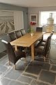 NEW 6FT OAK DINING TABLE & 8 LEATHER CHAIRS FURNITURE