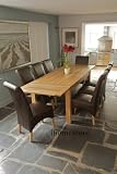 NEW 6FT OAK DINING TABLE & 8 LEATHER CHAIRS FURNITURE