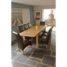 NEW 6FT OAK DINING TABLE & 8 LEATHER CHAIRS FURNITURE
