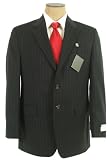 Review Ralph Lauren  / Ralph Lauren Mens Single Breasted 2 Button Black Pinstripe Wool Suit - Size 43L