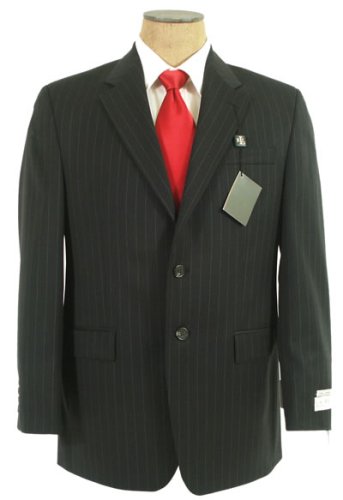 Ralph Lauren Mens Single Breasted 2 Button Black Pinstripe Wool