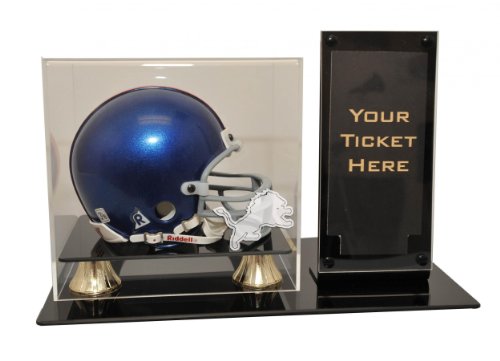 Detroit Lions Mini Helmet and Ticket Display - Autographed NFL Mini Helmets