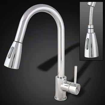 Chrome Kitchen Sink Faucet Pull Out Spray Single Handle