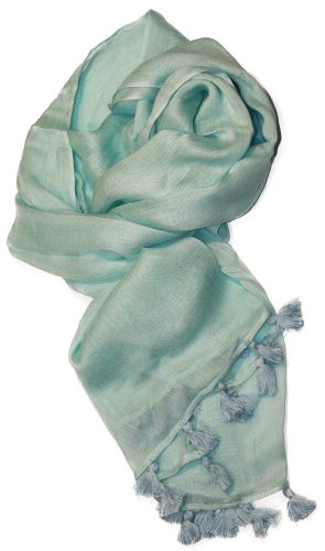 LibbySue-Summer Linen Look Solid Scarf Shawl with Tassels
