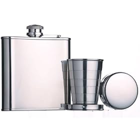 Barcraft Stainless Steel Hip Flask and Cup Set