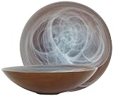 Colorful Recycled Art Glass Brown Large Saucer Bowl 14W 4H