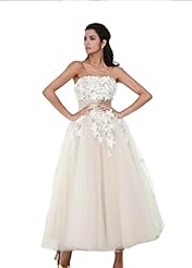 Polyester/Tulle Ankle Length Short Lace-Up Prom Dress 