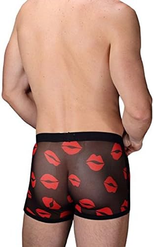 Men's Sexy Fashion lips Pattern See-Through Boxer Briefs Underwear