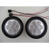 4 Round Red 7 LED Trailer Truck Brake Stop Turn Tail Light Kits Clear Lens 