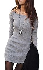 Sexy Cotton Sweater Long Sleeves Off the Shoulder Bodycon Dress/Jumper/Mini Dress 