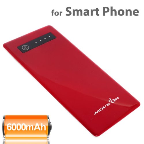 MOVE ON 6000mAh Ultra Thin Battery for Smartphone (Red)