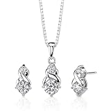 Infinitely Sophisticated: Sterling Silver Designer Inspired Bridal Jewelry Earring/ Pendant with CZ Diamonds