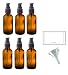JUVITUS 2 oz Amber Glass Boston Round Black Treatment Pump Bottle (6 pack) + Funnel Refillable Empty Storage Containers