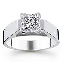 14K 1.00 Carat Princess Cut Solitaire Diamond Engagement Ring (I-J ; I1-I2)