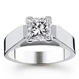 Platinum 1.00 Carat Princess Cut Solitaire Diamond Engagement Ring (G-H ; SI1-2)