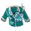 Vintage Silver Tone Turquoise Flower Jacket Brooches & Pins
