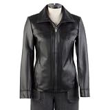 BGSD Women's Bow Seam Leather Scuba Jacket - Black XL