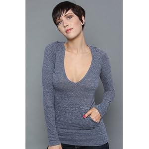 Buy Alternative Apparel The Deep V Pullover Hoody in Eco Navy hood ,Sweatshirts for Women