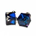Bermuda Blue Tilted Cube Swarovski Austrian Crystal Earrings, 6mm