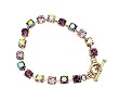 Bracelet - B124 - Swarovski (tm) Crystal Stones - Antique Gold Tone Metal ~ Amethyst Mix