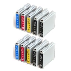 10 Brother MFC 465CN Compatible Printer Ink Cartridges, Brother LC970 / LC1000 Multipack 2 Full Set + 2 Extra Black (LC970 / LC1000) Double Capacity Inks,