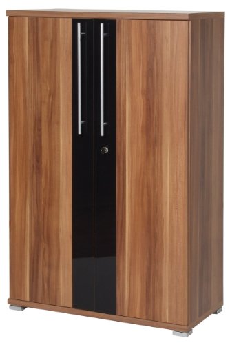 Germania 606-87 Aktenschrank "Master", 2 Einlegeb&ouml;den, 3 - Raster, abschlie&szlig;bar, Walnuss-Nb. / schwarz