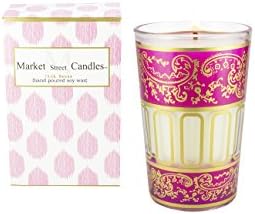 Market Street Candles Moroccan Tea Rose Scented Soy Wax Candle, Pink