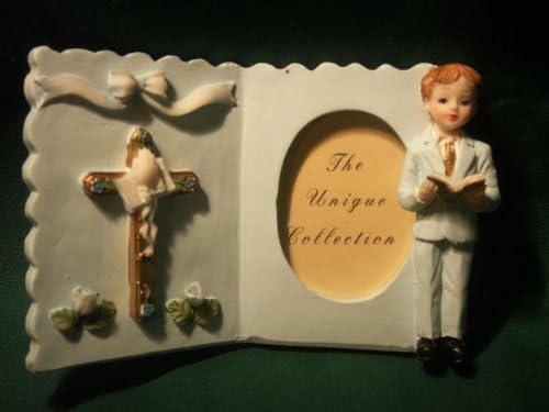 12 Poly Resin Blue Communion Picture Frame For Boy