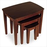 3PC Walnut Finish Occasional Accent Nesting Tables by Winsome Wood