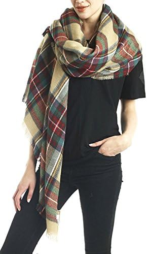 CNACCASU Multi Color Wool Blend Large Tartan Checked Plaid Scarf winter Shawl Cowl(FBA)