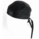 New Leather Biker Bandana Durag Head Wrap, Hat / Cap * Black